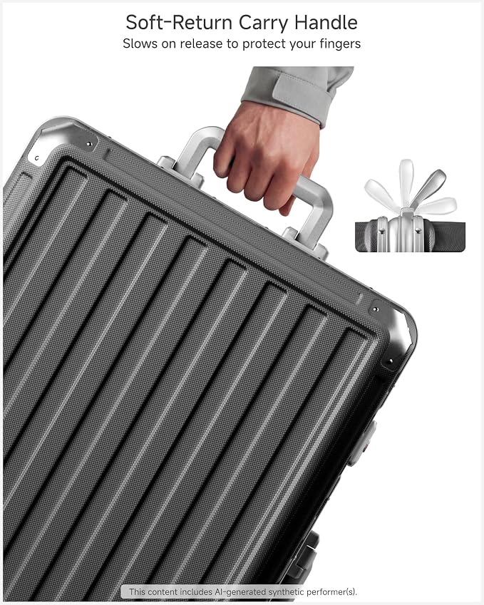 LUGGEX Luggage Sets with Spinner Wheels, 8010S Aluminum Frame Zipperless Polycarbonate Hard Shell Suitcase Sets (ZX-Core, Charcoal Metallic, 3 Piece (20/24/28))