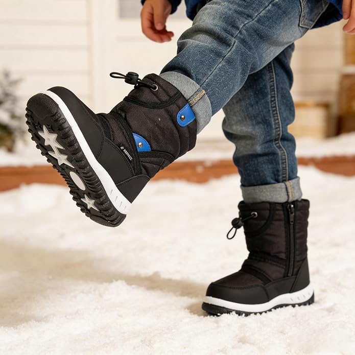 CIOR Winter Snow Boots for Boy and Girl Outdoor Waterproof with Fur Lined(Toddler/Little Kids)