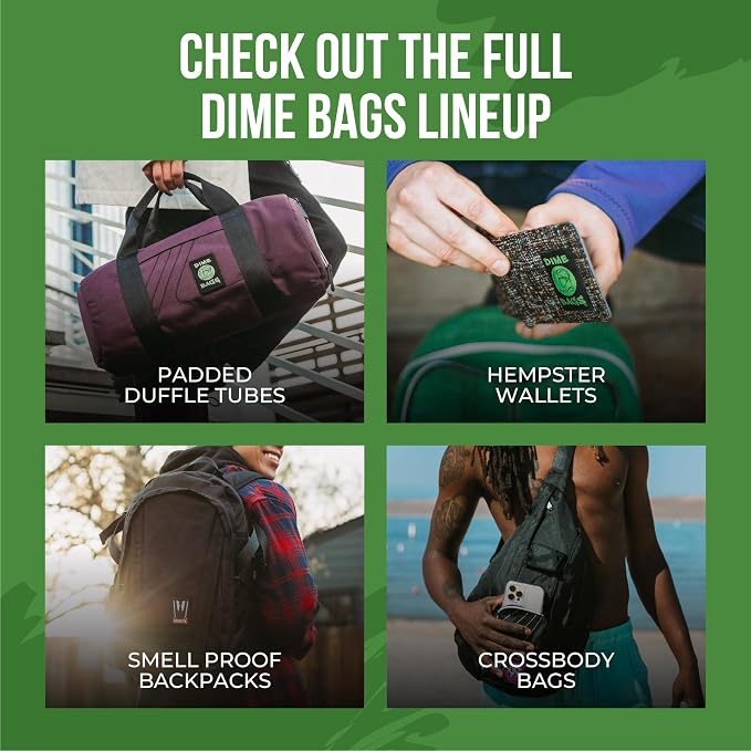 Dime Bags All-in-One Padded Pouch with Accessory Tray & Smell/Spill Proof Pocket, Protective Case for Glass Storage & Travel