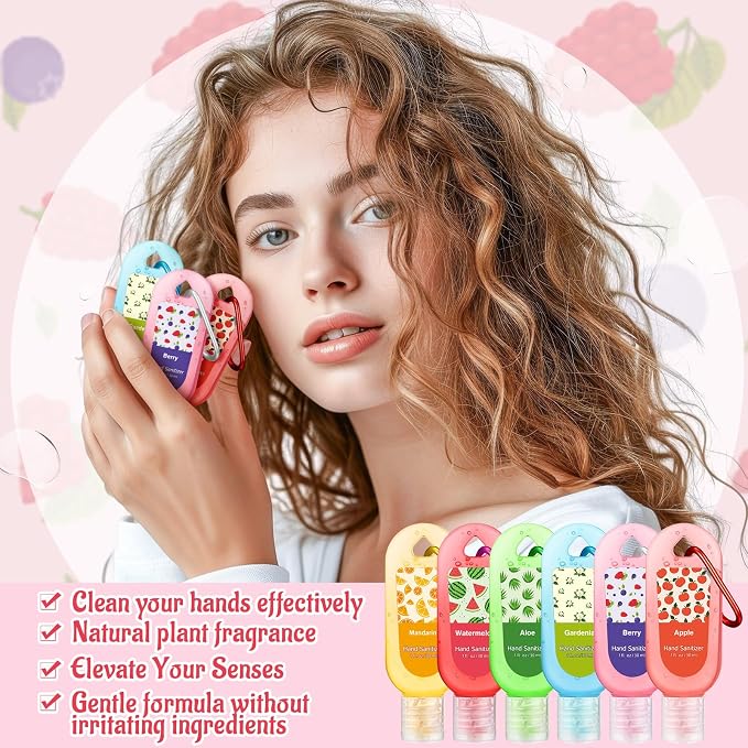 24 Pack Employee Appreciation Gift Bulk Scented Hand Sanitizers Gifts Set with Keychain Bulk Travel Size Hand Sanitizer Gel for Women Wedding Friend Coworker Nurse Birthday Gift Back to School