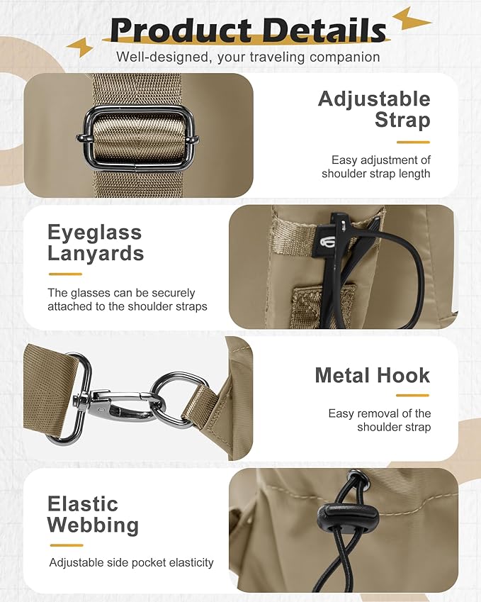 SEAFEW Brown Sling Crossbody Bag for Men Women, Tactical Backpack Shoulder Daypack Mini Anti-Theft Cross Body Motorcycle Chest Bags, Small One Strap Fanny Back Pack for Casual Travel Hiking Sport Gym