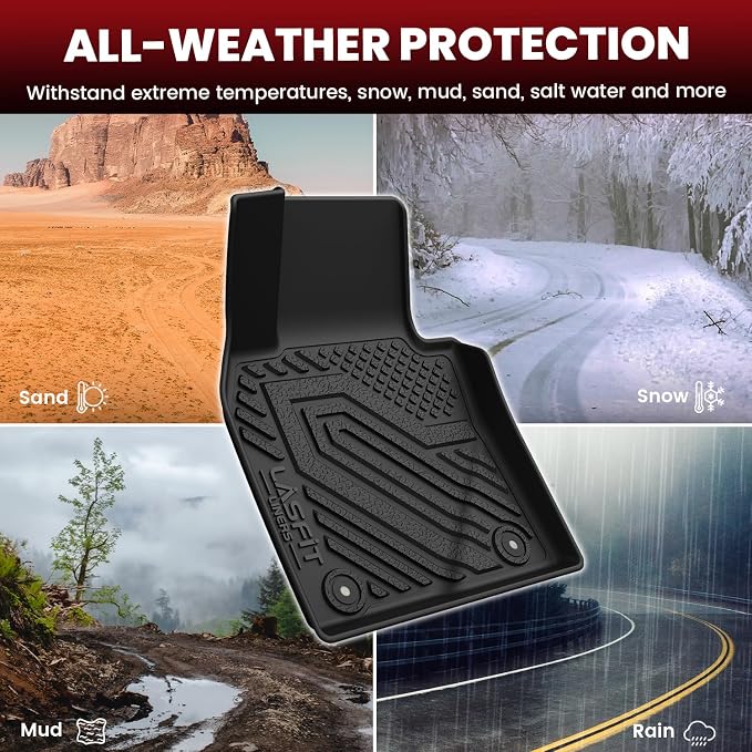 LASFIT Floor Mats & Trunk Mat for Mazda CX30 2020-2026 All Weather TPE Custom Fit 2026 2025 2024 2023 2022 2021 2020 Floor Liners Car Mats Accessories, 1st & 2nd Row & Cargo Mats, Black