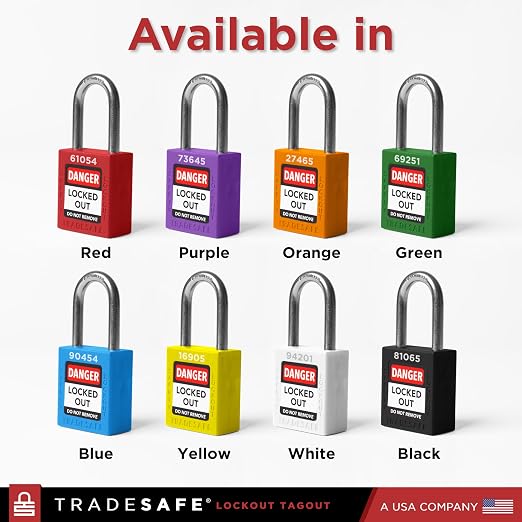 TRADESAFE Lockout Tagout Locks Set - 10 Orange Loto Locks, Lockout Locks Keyed Different, 2 Keys Per Lock, OSHA Compliant Lock Out Tag Out Padlocks, Safety Padlocks for Electrical Lockout Tag Out Kits