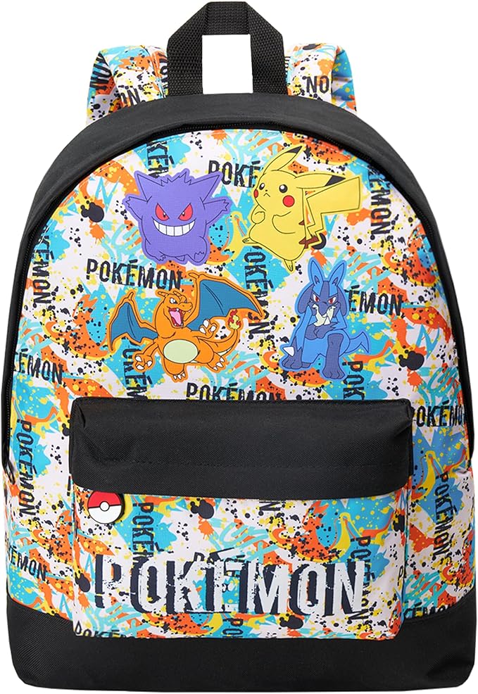 Pokemon Backpack for Kids Teens Boys Girls, Pikachu Anime Backpacks, Bag for Daycare Sports Vacation Travel, School Gift (Multi Graffiti)