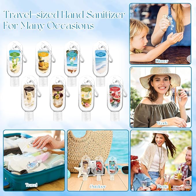 24 Pack Summer Scented Hand Sanitizers Keychain Gift Mini Hand Sanitizer Gel Bulk 1 oz Travel Size Gift Set Watermelon Fruit Scented Summer Party Favors Goodie Bag Stuffer Back to School