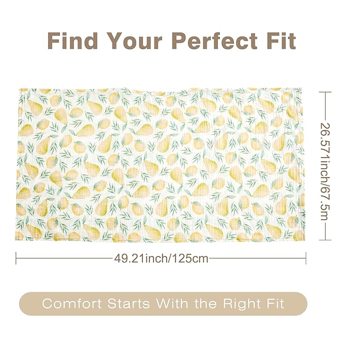 Muslin Nursing Cover for Breastfeeding – 360° Full Privacy & Comfort, Soft Breathable Cotton, Multi-Use Cover for Baby Car Seat & Stroller, Gift Box Included (Lemon-Pear Blossom)