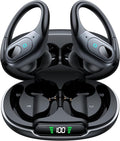occiam Active Noise Cancelling Earbuds Wireless Bluetooth Headphones Ear Buds 90Hrs Playback Stereo Bass Earphones with Mic Over-Ear Hooks IPX7 Waterproof Headset for Work Sports Running Matte Black