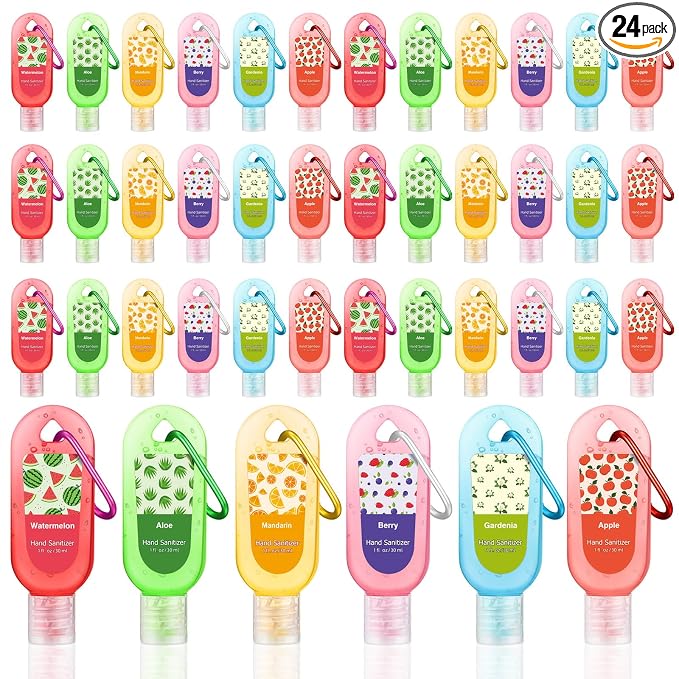 24 Pack Employee Appreciation Gift Bulk Scented Hand Sanitizers Gifts Set with Keychain Bulk Travel Size Hand Sanitizer Gel for Women Wedding Friend Coworker Nurse Birthday Gift Back to School