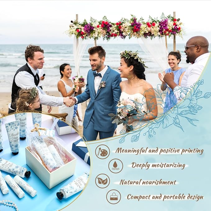 48 Sets/ 192 Pcs Something Blue Floral Bridal Shower Party Favors Bulk Something Blue Before I Do Hand Cream and Lip Balm Gift Travel Size Hand Lotion Bridal Shower Wedding Favors for Guest