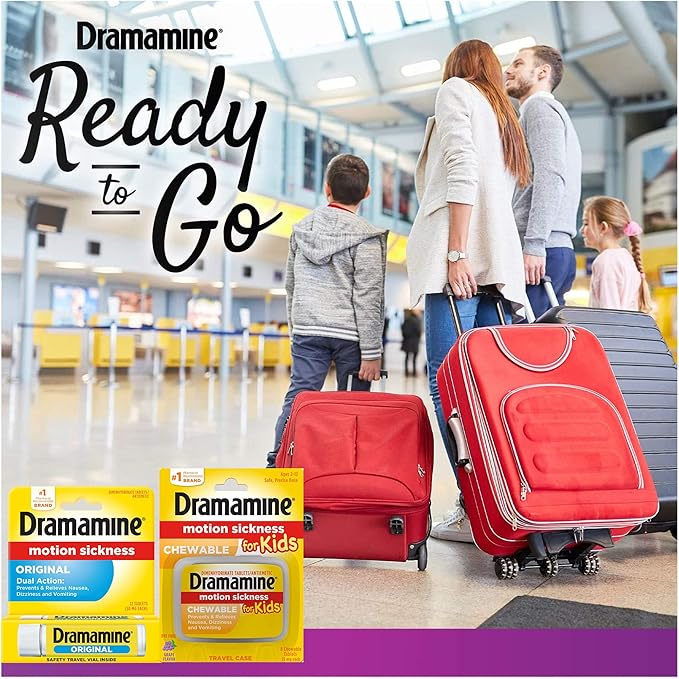 Dramamine Motion Sickness Family Pack | kid's Chewable Tablets & Original Formula