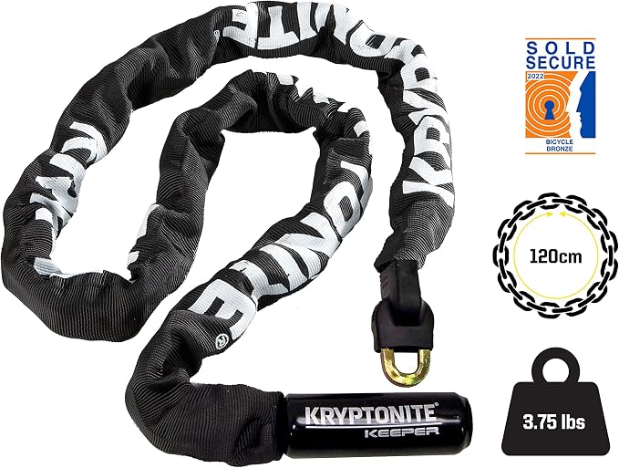 Kryptonite Keeper 712 Bike Chain Lock, 4 Feet Long Heavy Duty Anti-Theft Bicycle Chain Lock with Keys for Bike, Motorcycle, Scooter, Bicycle, Door, Gate, Fence | chain-bike-locks