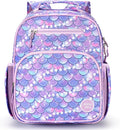 mibasies Kids Backpack for Girls: Girls Backpack 5-8 - Kindergarten Elementary School Bookbag for Girl - Fish scale Purple