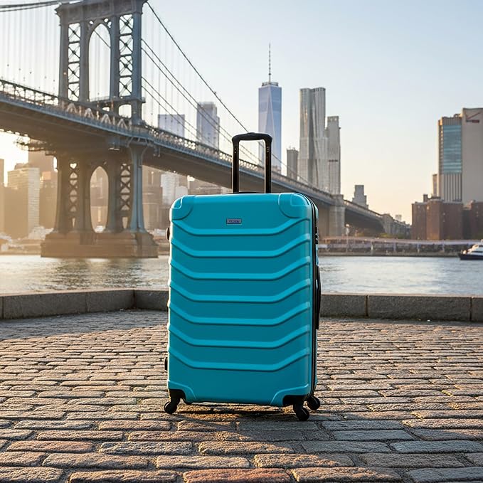 InUSA ENDURANCE Luggage with Spinner Wheels | Durable Lightweight Hardside Suitcase, Travel Bag with Handle and Trolley, 32-Inch Extra-Large Checked Luggage | Teal
