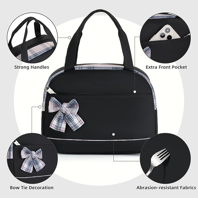 Backpack for Girls 15.6 Inch Laptop School Bag Kids Elementary College 3pcs Backpacks Lunch box Pencil Case Set Bookbags for Girls Teen Women Student Black