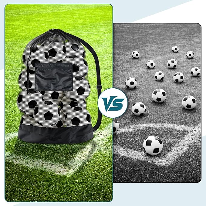 BROTOU Extra Large Soccer Ball Net Bag, 40" x 30" Drawstring Mesh Ball Bag with Zipper Pocket, Sports Equipment Bag for Gym, Cloth, Beach, Swimming Gears