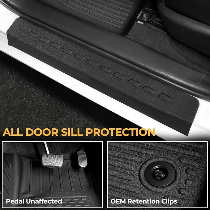 Floor Mats for Toyota Corolla 2014-2019, All Weather Floor Mats Trunk Cargo Liner and Door Sill Guards Accessories, Full Coverage Set (Fit Sedan Models)