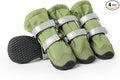 Spark Paws Dog Rainboots, Waterproof Dog Shoes for Medium to Large Dogs, Non Slip, Dog Booties and Paw Protectors - 4PCS Doggie Hiking Boots with Reflective Straps - Green - Size 4