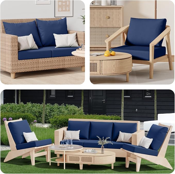 8Pcs Stretch Patio Cushion Covers, Outdoor Couch & Sofa Replacement Slipcovers for Patio Furniture Cushion Covers, Washable Reusable Furniture Protector