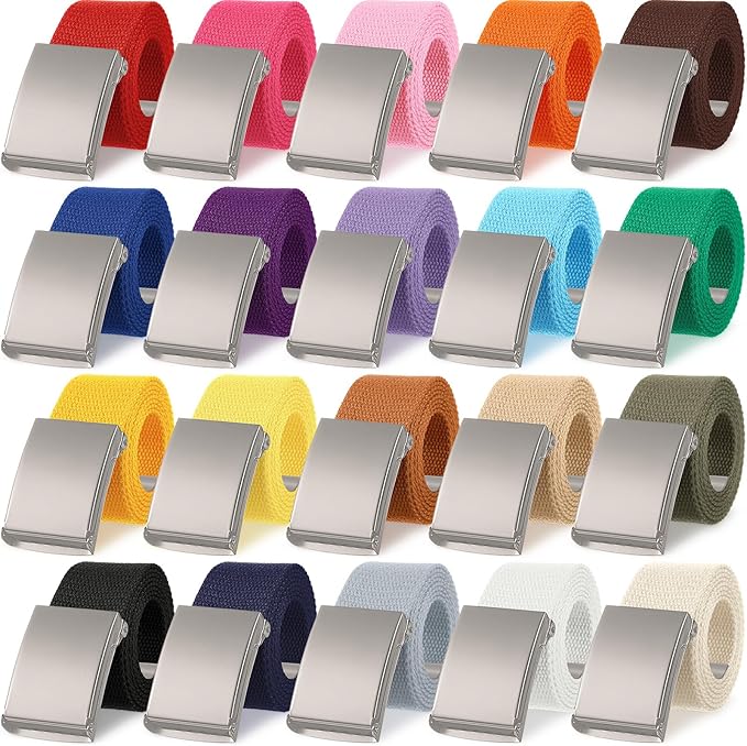 Yahenda 20 Pcs Web Belt for Men Women Belt Adjustable Canvas girdle Golf Strap with Military Buckle Casual Web girdle