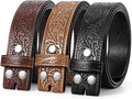 SANSTHS 3 Pack Western Belts for Men Woman without Buckle, Cowgirl Cowboy Belt for Buckle Western Leather Belt for Jeans