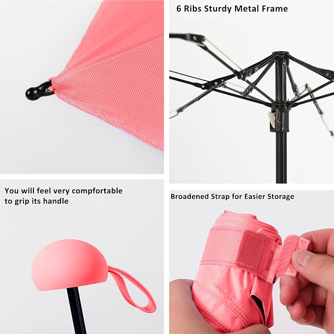 BAODINI Travel Essentials Mini Umbrella for Purse With Case Small Compact UV Sun Protection Lightweight Tiny Pocket Manual Open Close Umbrella for Women Kids and Men Fits Purse Backpack