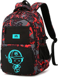 Bluboon Kids Backpack Boys Camo Bookbag Teens Elementary School Bag Daypack Travel Back Pack Middle school (Boy-red doodle)