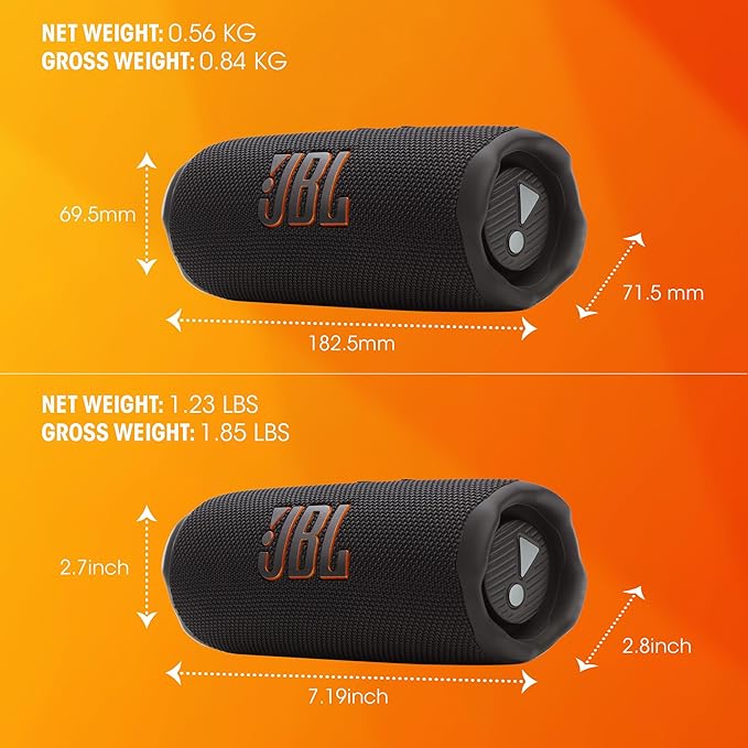 JBL Flip 7 - Portable Waterproof and Drop-Proof Speaker, Bold JBL Pro Sound with AI Boost, 16Hrs of Playtime, and PushLock System with Interchangeable Accessories (Black)