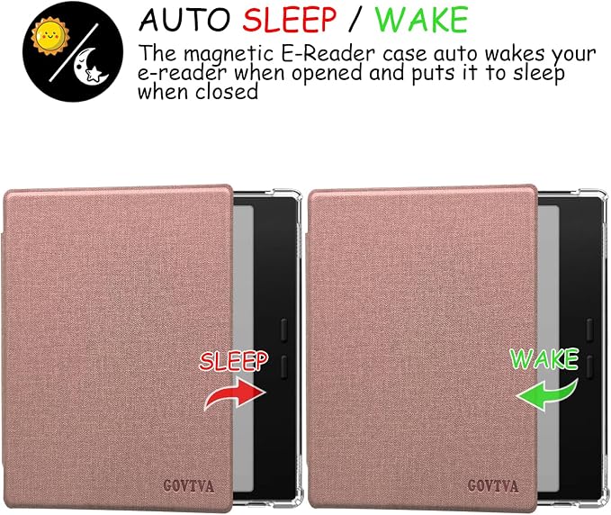 Transparent TPU Back Case for Onyx Boox Go Color 7 (Gen 1/2, 2024/2025) / Boox Go 7 Ultra-Thin Enhanced Auto Sleep/Wake Cover with Thickened Corners, Magnetic Closure (Rose Pink)