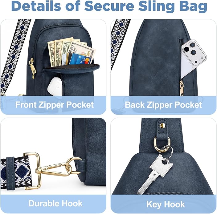 Anti Theft Crossbody Bags for Women RFID Sling Bag, Vegan Leather Cross Body Travel Purse for Women Men