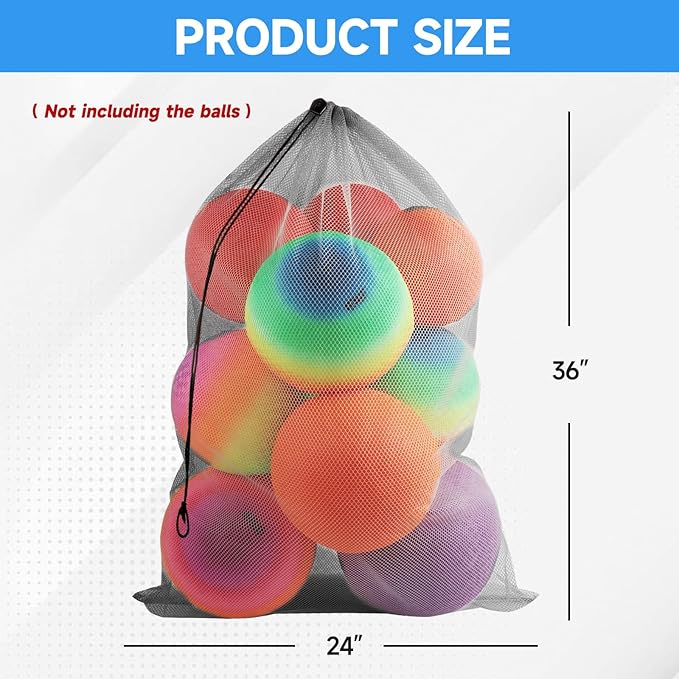 GSE Games & Sports Expert 24x36/30x40 X-Large Mesh Sports Equipment Drawstring Bag for Soccers, Basketballs, Footballs
