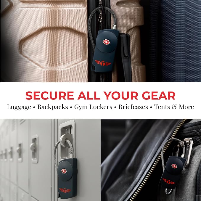 Keyless Luggage Locks TSA Approved, No Combination Needed, Lifetime Card Keys, Durable Metal Suitcase Lock for Travel Essentials & Checked Bags (Blue) (4 Pack)