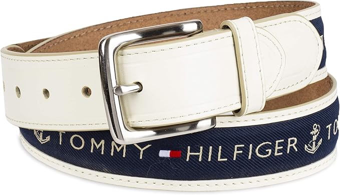Tommy Hilfiger Men's Fabric Inlay Casual Belt With Classic Harness Buckle