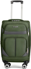 24'' Softside Expandable 15% Rolling Luggage with Double Spinner Wheels & w/LOCK,Lightweight Travel Luggage for Men Women（Green-Grey,24in）