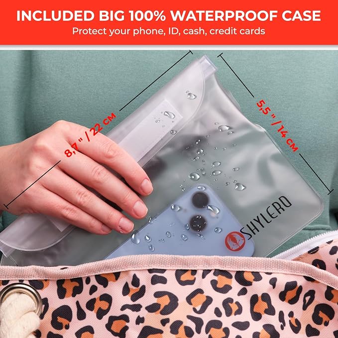 Beach Bag and Pool Bag Has Cooler Pocket, 7 Pockets Total, Zip Top. Family Size Waterproof Beach Tote