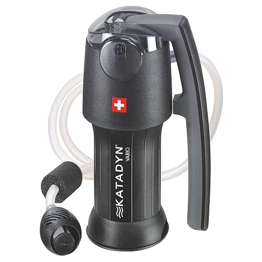 Katadyn Vario Dual Mode Hand Pump Water Filter for Camping, Backpacking & Hiking - Portable & Lightweight Water Filtration System for Survival, Easy to Use - 2L Per Minute, 15 oz