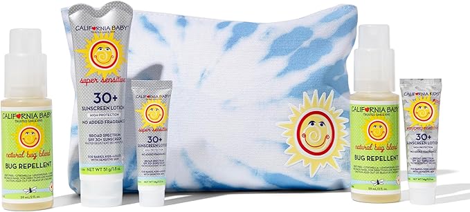 California Baby Super Sensitive Sunscreen + Natural Bug Spray | 1.8 oz Unscented SPF 30+ Mineral Sunscreen + 2 oz Natural Bug Repellent | Hypoallergenic | Formulated for Sensitive Skin