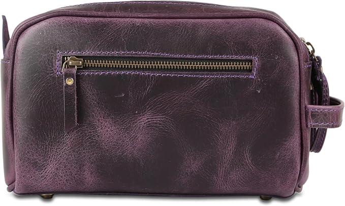 KomalC Travel Toiletry Bag – Premium Leather Dopp Kit for Men & Women with Water-Resistant Lining & Spacious Zippered Organizer