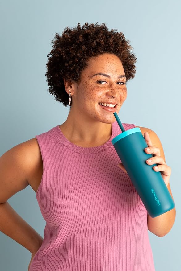 LifeStraw Go Series Tumbler – Double Wall Insulated Stainless Steel Water Filter, Cactus Green, Designed for Everyday Use, Removes Bacteria, Parasites, Microplastics, and Improves Taste