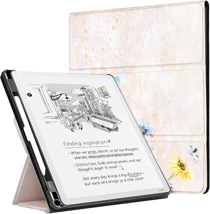 CoBak Case for 11" Kindle Scribe 3rd Generation 2025, Kindle Scribe Colorsoft with Two Viewing Angles - All New PU Leather Cover with Auto Sleep Wake, Pen Holder. Oil Pink