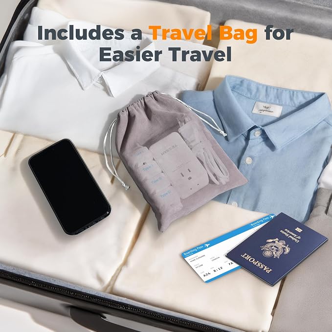 TESSAN Compact 220V to 110V Voltage Converter US to Europe, Universal Travel Adapter with 2 AC Outlets and 2 USB (1 USB-C), 200W Small Power Converter with EU/UK/AU/IT/India Plugs for Travel