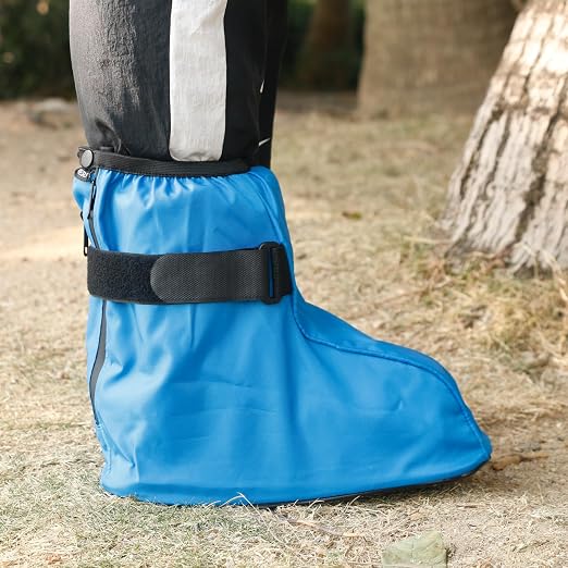 Walking Boot Cover for Medical Fracture Cast Blue Short, Large | Water Resistant Slip Resistant Rubber Sole Easy On and Off Snug Fit