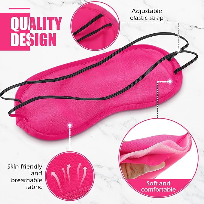 Tarpop 200 Pcs Eye Mask Sleeping Blindfold Eye Cover with Adjustable Strap for Games Party Team Building Travel Individually Wrapped Sleep Mask for Women Men (Rose Red)
