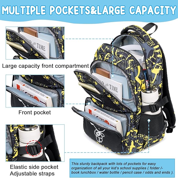 Bluboon Kids Backpack Boys Camo Bookbag Teens Elementary School Bag Daypack Travel Back Pack Middle school (Boy-Yellow camo)