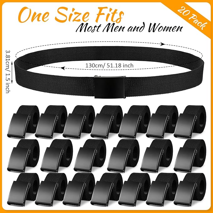 Yahenda 20 Pcs Web Belt for Men Women Belt Adjustable Canvas girdle Golf Strap with Military Buckle Casual Web girdle