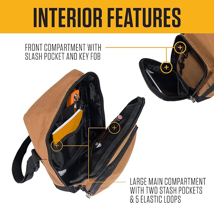 Carhartt Crossbody Zip Bag, Durable, Adjustable Crossbody Bag with Zipper Closure for Men and Women