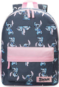 Disney Stitch Backpack for Girls Teens School Bag Kids Book Bag School Supplies Gifts (Navy/Pink)