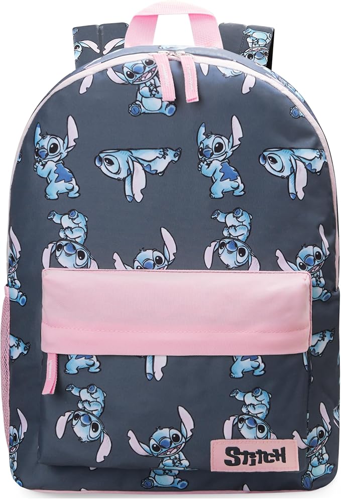 Disney Stitch Backpack for Girls Teens School Bag Kids Book Bag School Supplies Gifts (Navy/Pink)