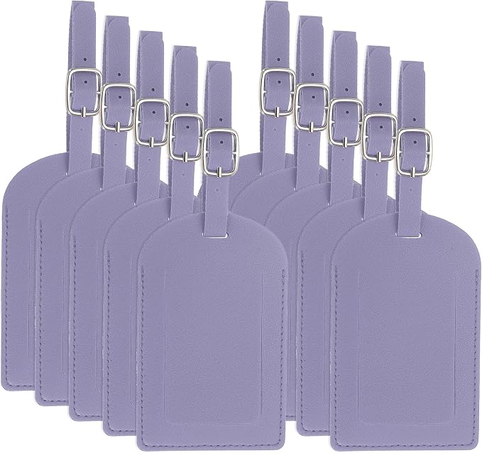 PATIKIL Leather Luggage Tag, 30 Pcs Luggage Tags Pu Bag Tags for Suitcases Airplane Travel Essentials, Purple