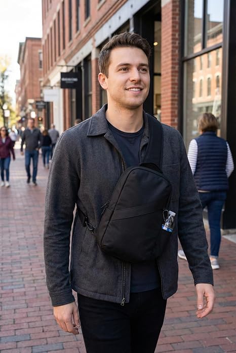 Anti-Theft Classic Crossbody Sling Bag, RFID-Blocking, Slash-Resistant with Locking Zippers for Travel & Everyday City Use