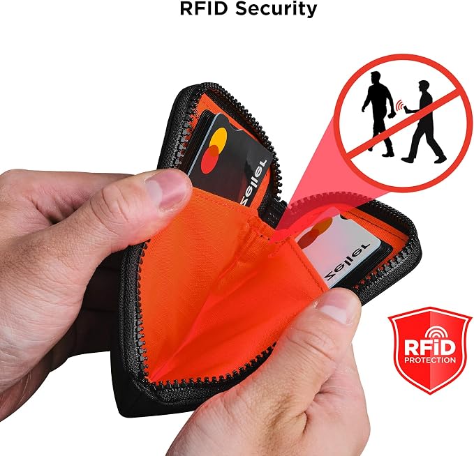 ALPAKA Zip Card Pouch - Card Wallet and Coin Pouch - Holds 12-20 Cards and Cash Holder with Black Axoflux, RFID Blocking Weatherproof Material